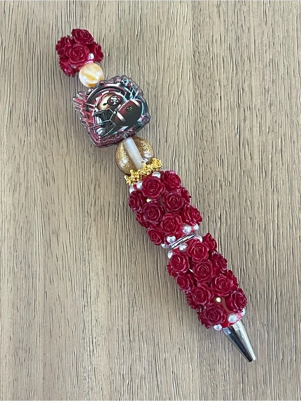 Beaded Pen Red Rose Beaded Football Sports